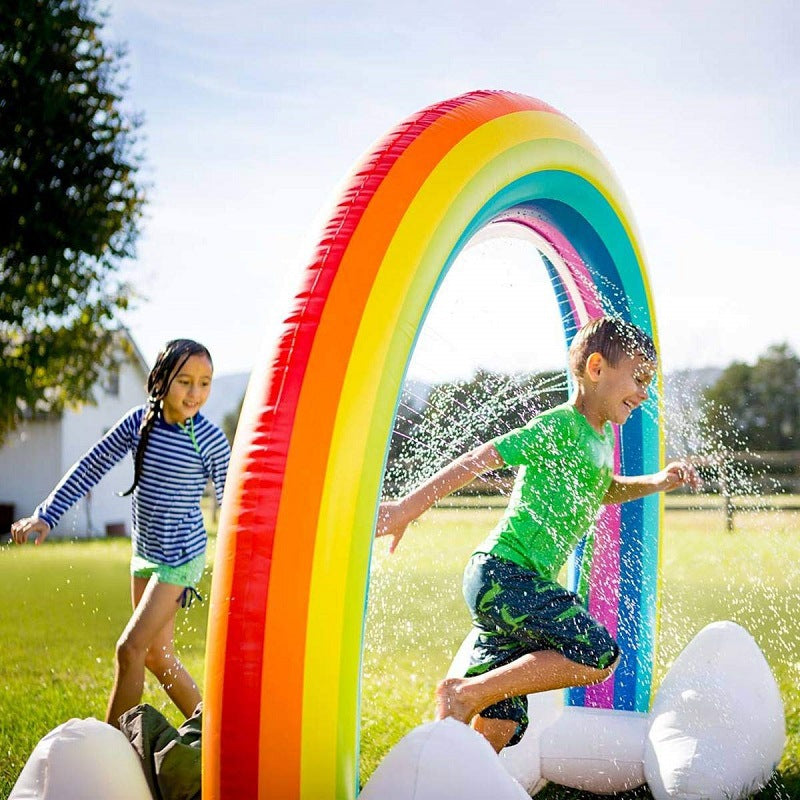 Inflatable Rainbow Water Spray Arch Children&amp;amp;#039;s Outdoor Playing Water Toys Lawn Game Mat Inflatable Shark Water Spray Arch Bridge