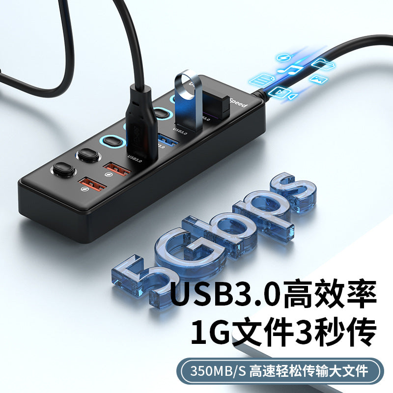 USB3.0HUB Docking Station 10 Ports 7 Ports 6 Ports 4 Ports With Switch Charging USB3.2 Hub Computer Splitter