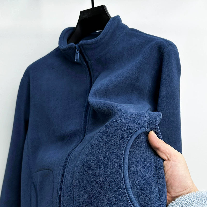 Clearance Clearance Foreign Trade Tail Single And Double-sided Polar Fleece Sweatshirt Men's Zipper Cardigan Autumn And Winter Warm Stand-up Collar Jacket
