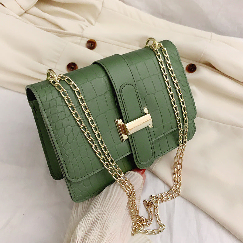 Bag Women's Shoulder Bag Stone Pattern Crossbody Women's Bag 2022 Spring New Embossed Solid Color Small Square Bag Cross-border Wholesale