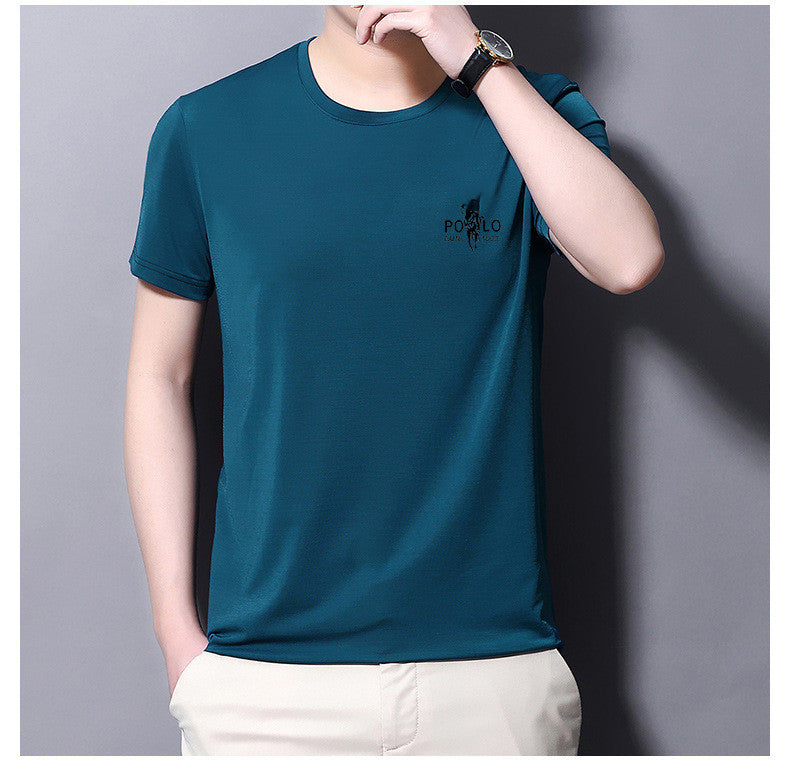 Summer New Men's Fashion And Comfortable Ice Silk T-shirt 2021 Summer Youth Trendy Fashion Casual Short-sleeved Half-shirt