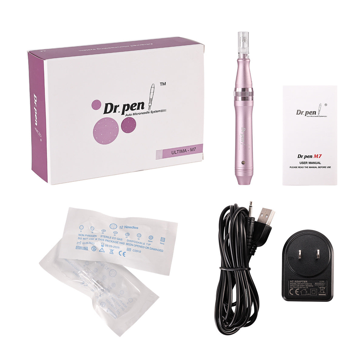 Cross-Border Dr.Penm7 Electric Microneedle Pen Microcrystalline Introduction Beauty Instrument Water Light Introduction Instrument Rechargeable Nano Spot