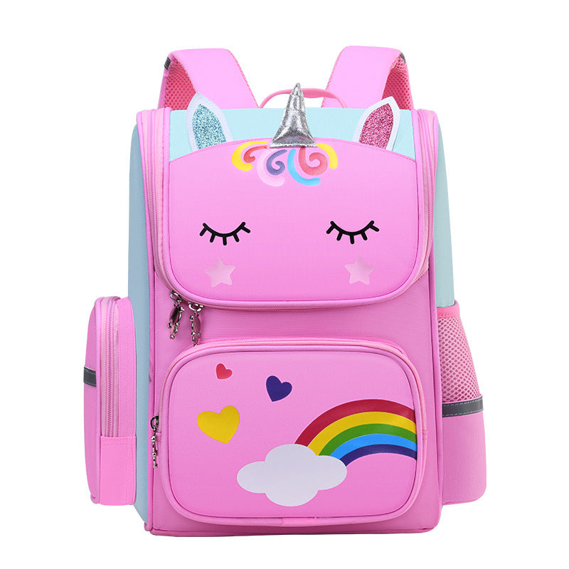 Unicorn Backpack One, Two And Three Grade Boys And Girls Backpack Large-capacity Breathable Ridge Protector Lightweight Schoolbag