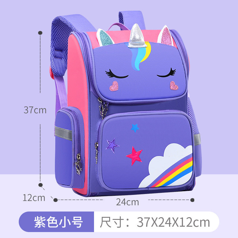 Unicorn Backpack One, Two And Three Grade Boys And Girls Backpack Large-capacity Breathable Ridge Protector Lightweight Schoolbag