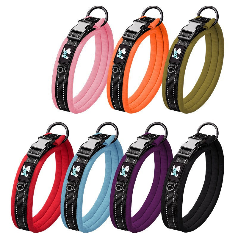 Pet Collar Adjustable Size Night Reflective Webbing Space Cotton Breathable Pet Collar