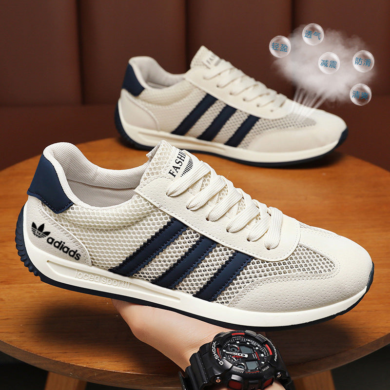 Men's Summer Hollow Breathable Anti-Odor Mesh Sports And Leisure Mesh Shoes For Work And Work Soft-Soled White Sneakers Trendy Shoes