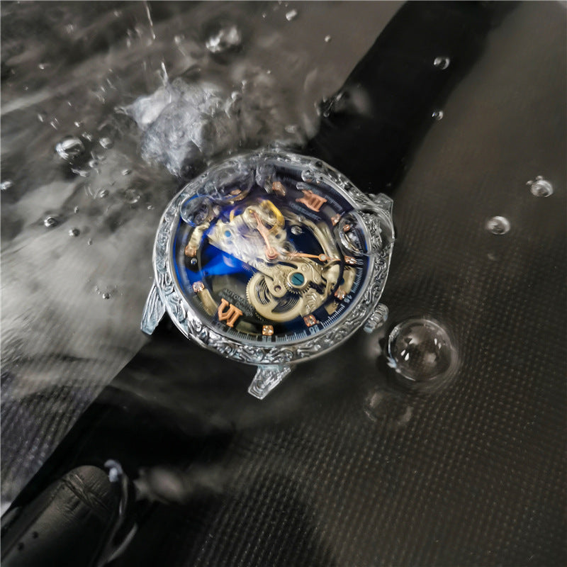 Augustus Fully Automatic Mechanical Watch Business Casual Waterproof Men's Watch Luminous Leather Hollow