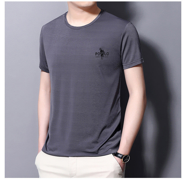 Summer New Men's Fashion And Comfortable Ice Silk T-shirt 2021 Summer Youth Trendy Fashion Casual Short-sleeved Half-shirt