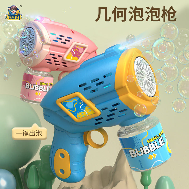10-hole Geometric Bubble Gun Small Steel Cannon Vibrato With The Same Style Automatic Bubble Machine Electric Children's Toy