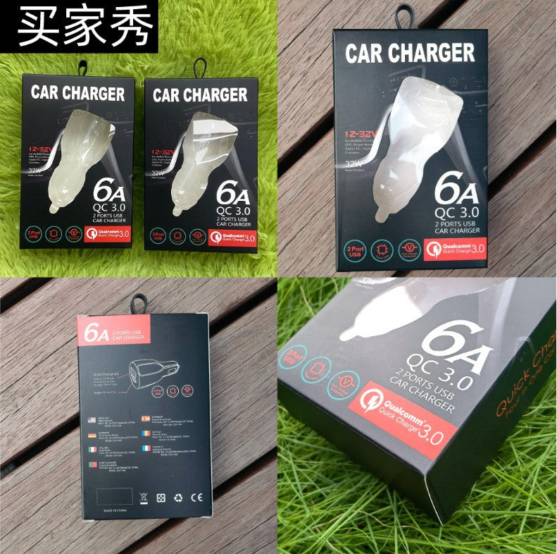 Bowling 6A Full Protocol Fast Charging Car Charger Cigarette Lighter QC3.0 Halo Dual Usb Car Charger Car Charger