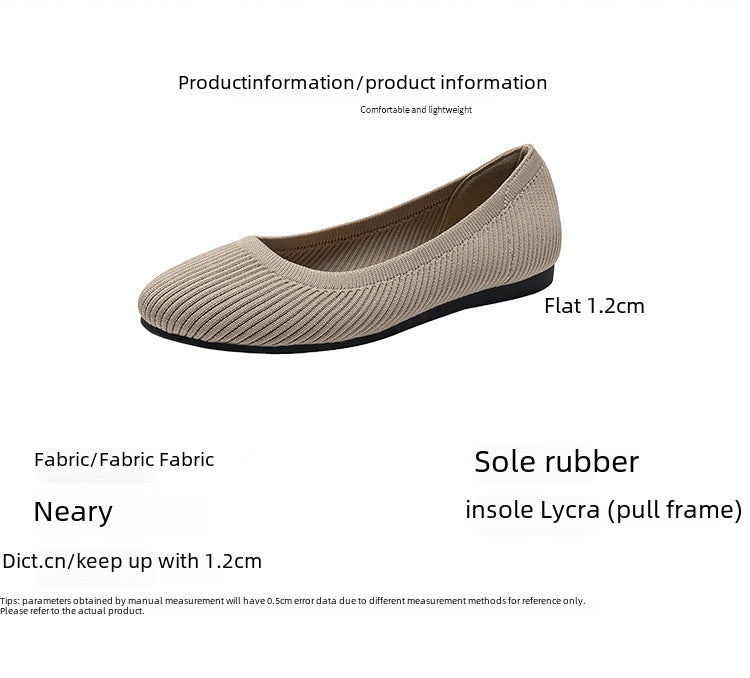 Y2 Round Head Shallow Mouth Fabric Flat Bottom Women's Old Beijing Fashion Solid Color Knitted Soft Bottom Foreign Trade Plus Size 41-44 Boat Shoes