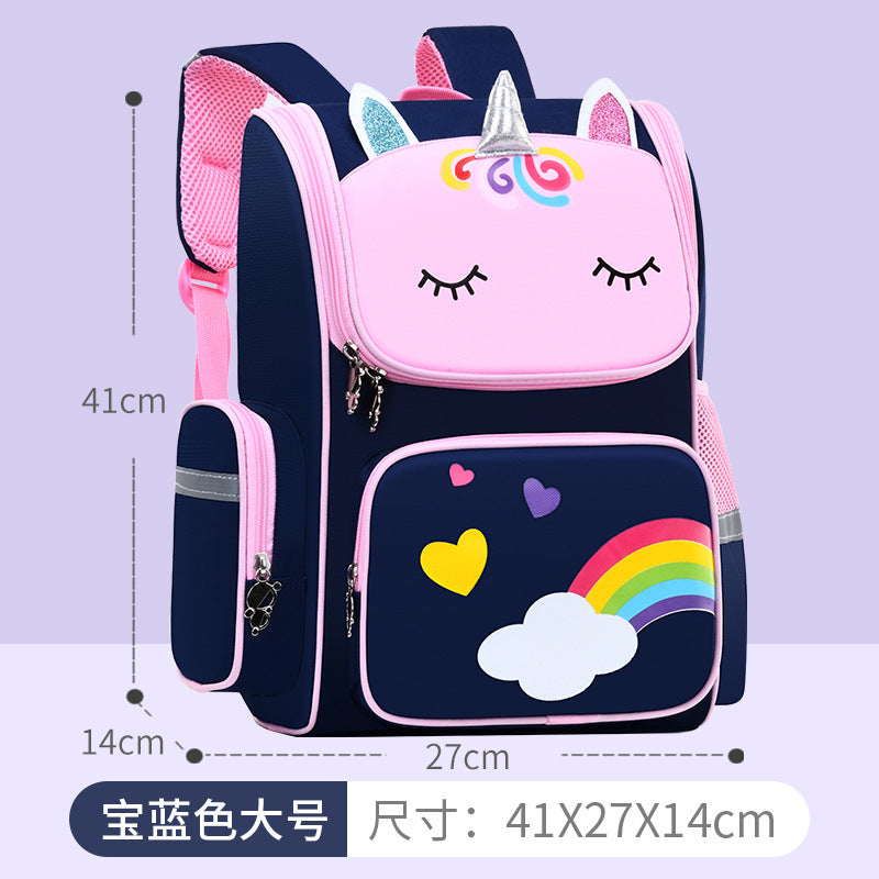 Unicorn Backpack One, Two And Three Grade Boys And Girls Backpack Large-capacity Breathable Ridge Protector Lightweight Schoolbag