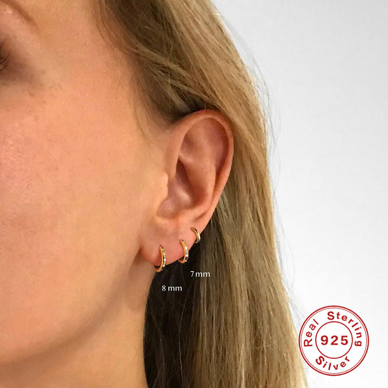 Europe And The United States Best-selling S925 Sterling Silver Round Diamond Earrings Stud Jewelry Cross-border Fashion INS Earrings Earrings