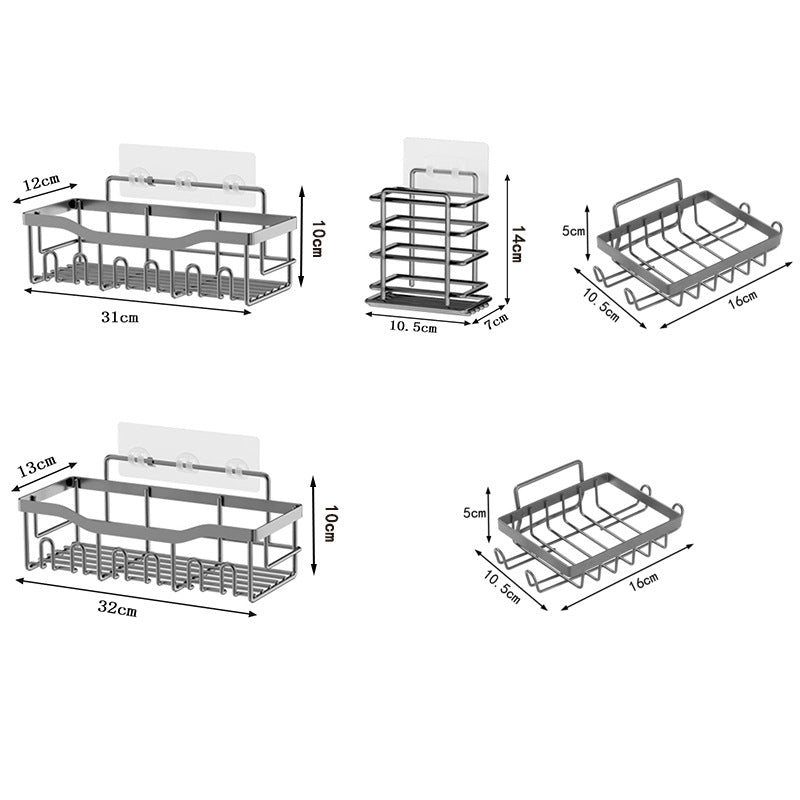 Gun Gray Bathroom Storage Rack Punch-free Wall Kitchen Seasoning Seasoning Rack Shower Storage Rack