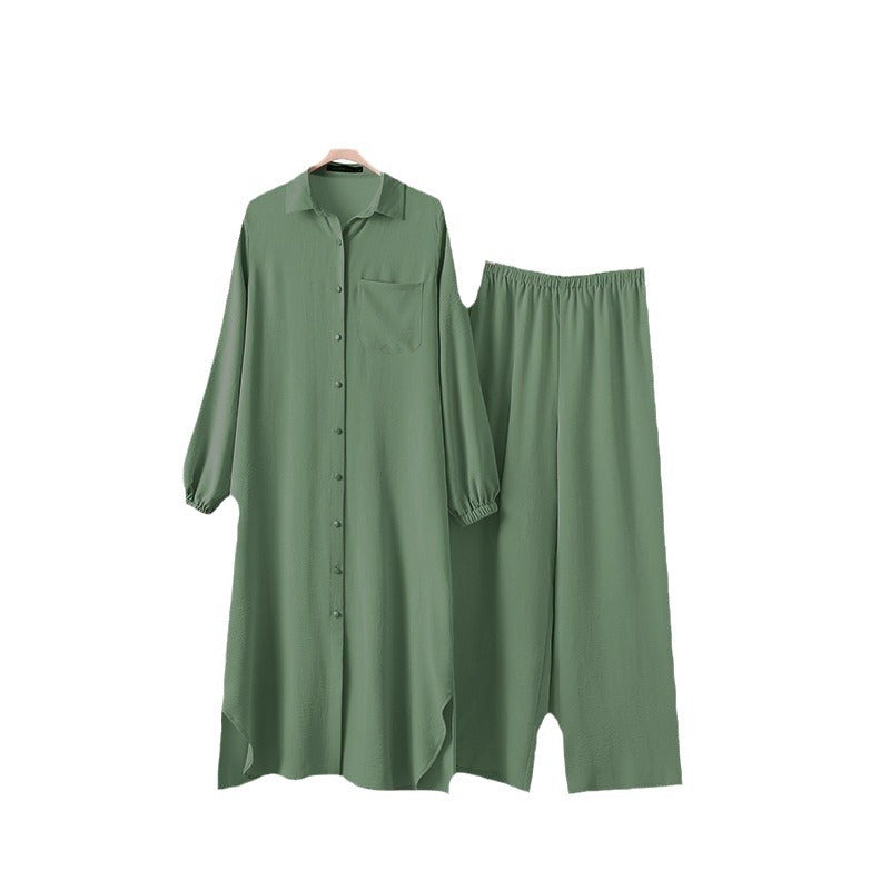 Muslim Women's Arabic Style Spring Autumn Casual Dress Set Mushroom Button Fashionable Long Skirt Polyester Viscose Blend