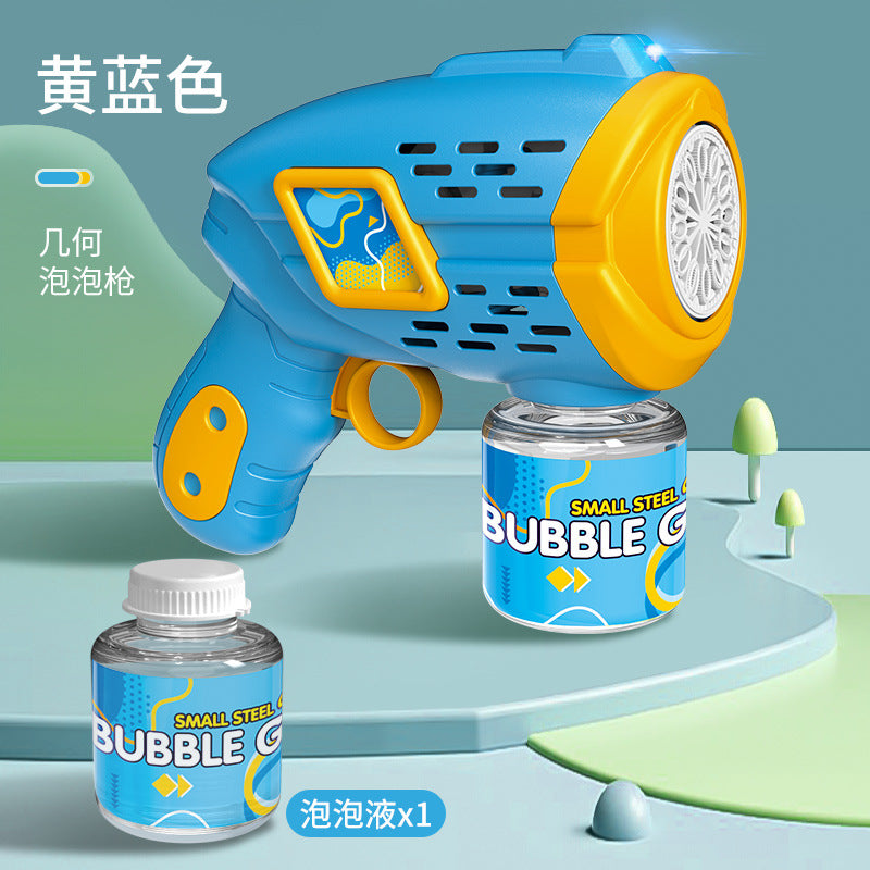 10-hole Geometric Bubble Gun Small Steel Cannon Vibrato With The Same Style Automatic Bubble Machine Electric Children's Toy