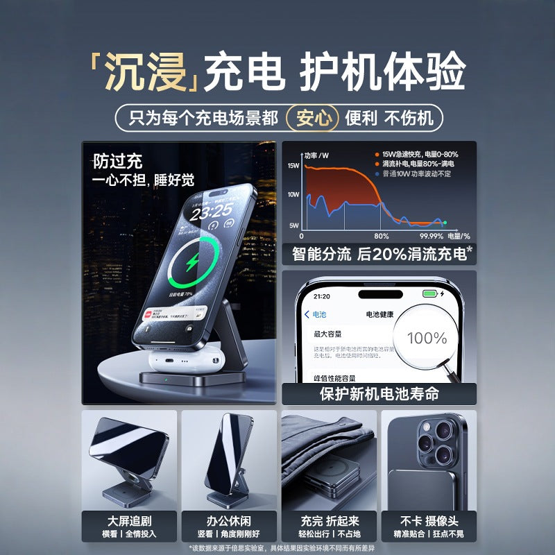 Three-in-one Wireless Apple16 For Samsung Mobile Phone Apple 15ProMax Charger Mobile Phone IWatchS9