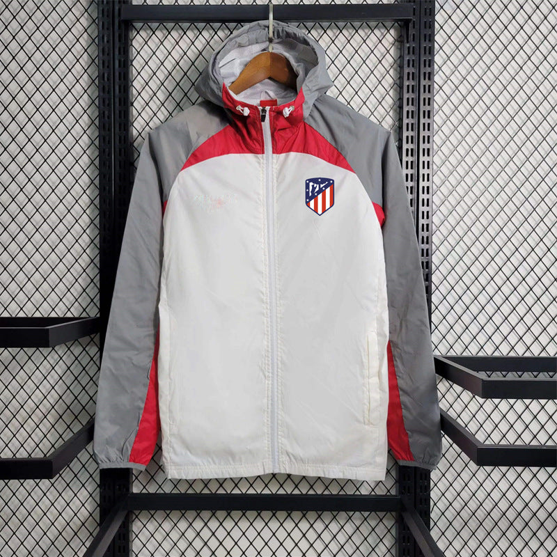 New Real Madrid Atletico Madrid Spanish Jacket Windproof Long Sleeve Zipper Jacket Embroidered Football Pre-match Sportswear Treng Coat