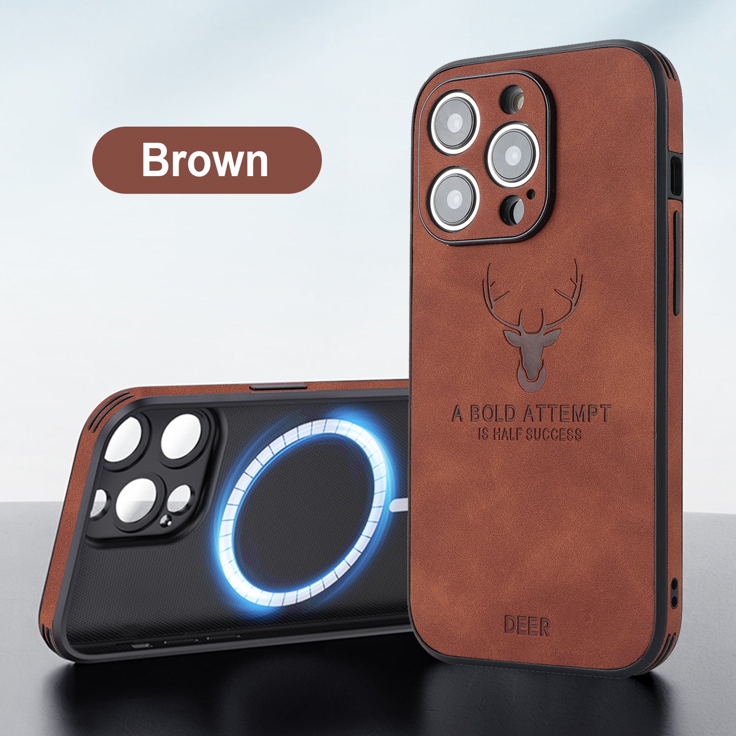 Suitable For IPhone14ProMax Deer Head Mobile Phone Case IP15 Magnetic Phone Case MagSafe Apple Magnetic Suction