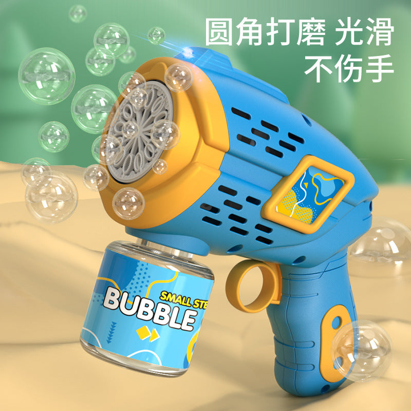 10-hole Geometric Bubble Gun Small Steel Cannon Vibrato With The Same Style Automatic Bubble Machine Electric Children's Toy