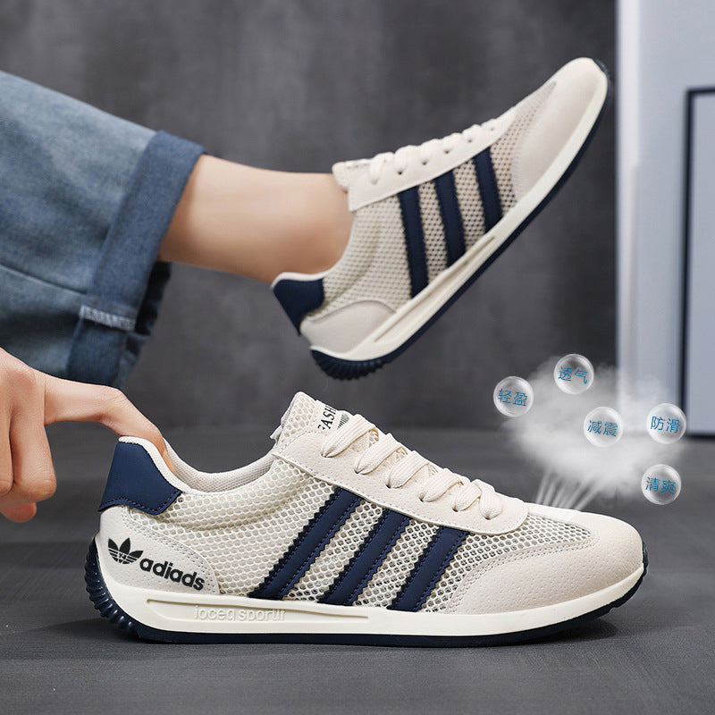 Men's Summer Hollow Breathable Anti-Odor Mesh Sports And Leisure Mesh Shoes For Work And Work Soft-Soled White Sneakers Trendy Shoes