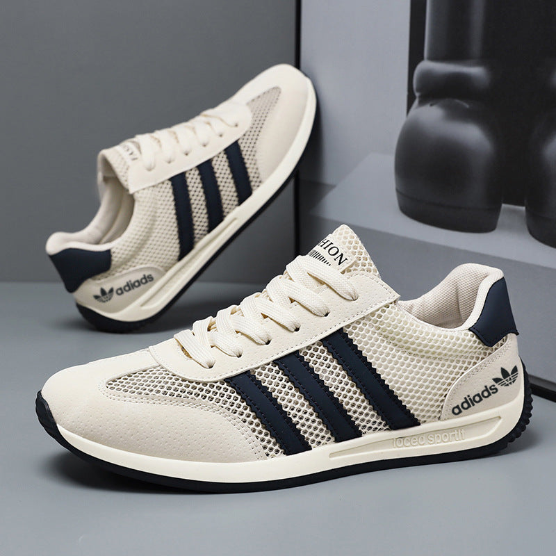 Men's Summer Hollow Breathable Anti-Odor Mesh Sports And Leisure Mesh Shoes For Work And Work Soft-Soled White Sneakers Trendy Shoes