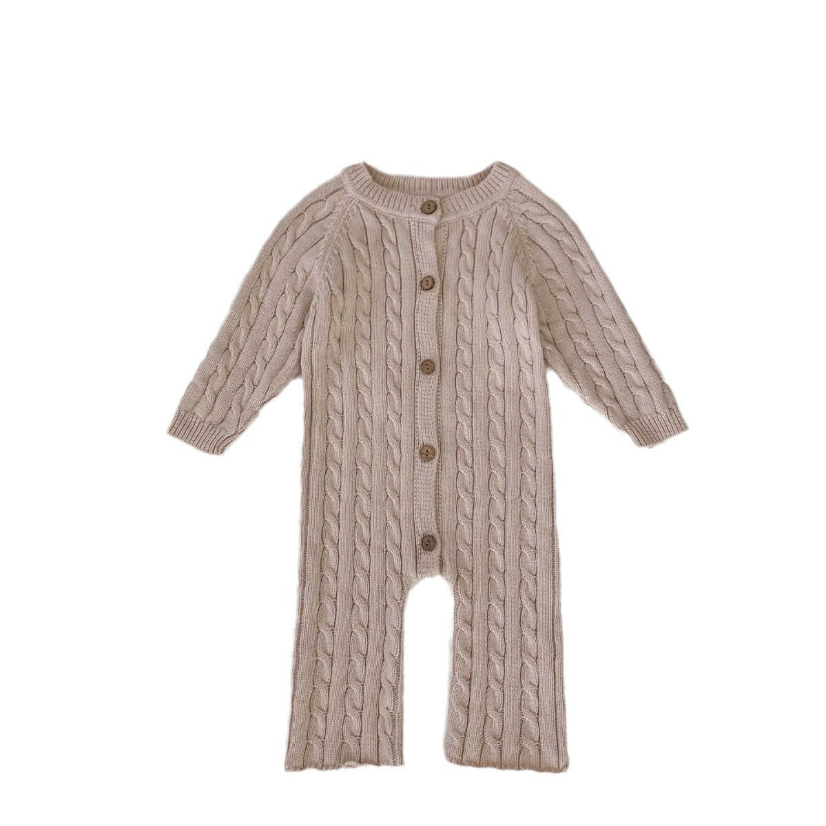 2024 Baby Girl Casual Long Climbing Autumn New Sweater Long-sleeved Handmade Twist Baby Jumpsuit Knitted Long Climbing