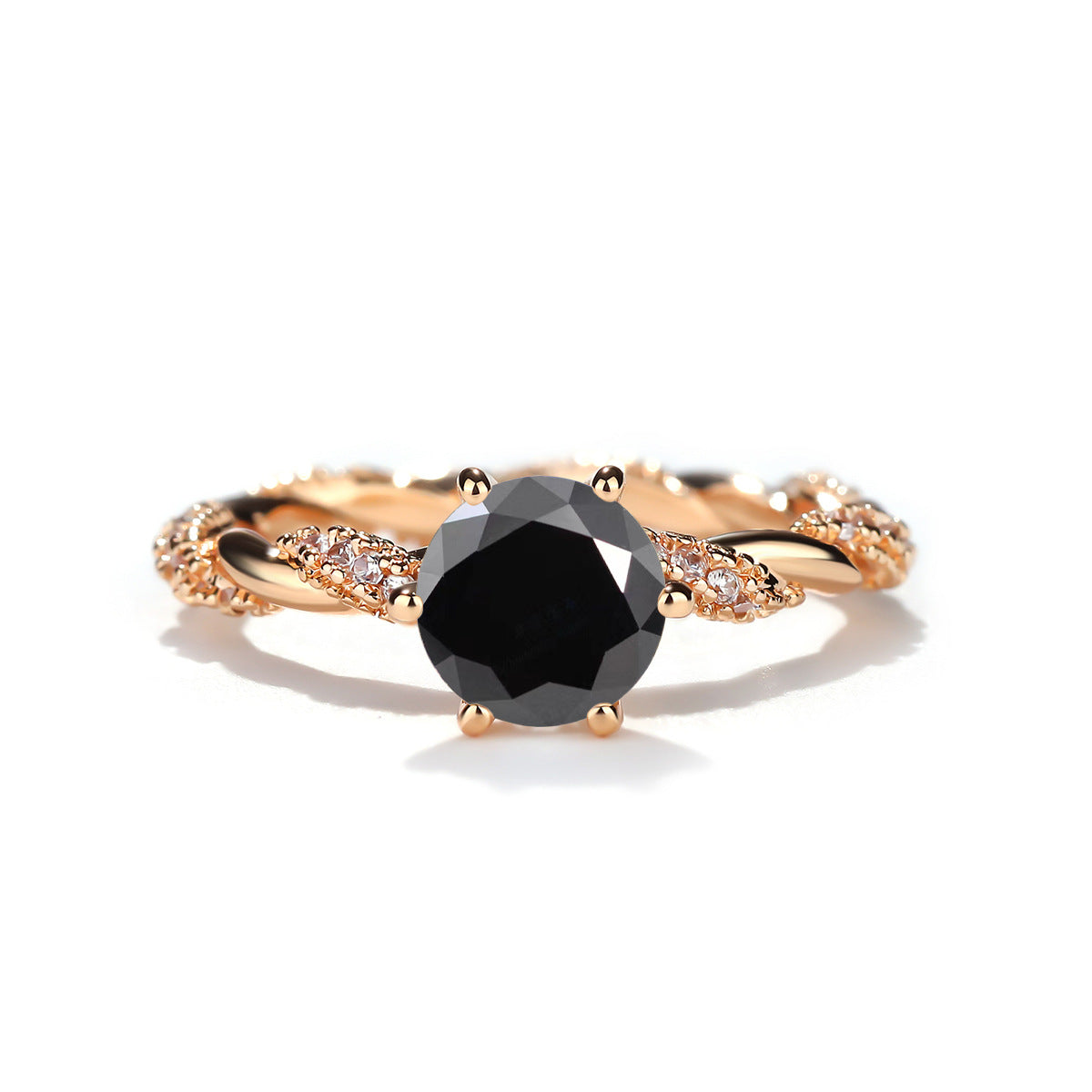 Moissanite 1 Carat Sparkling Arm-length Italian Craftsmanship Plated 18k Rose Gold Moissanite Diamond Ring