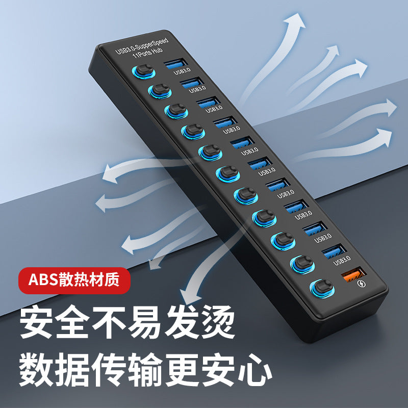 USB3.0HUB Docking Station 10 Ports 7 Ports 6 Ports 4 Ports With Switch Charging USB3.2 Hub Computer Splitter