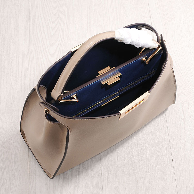 New Bag Genuine Leather Women's Bag Swivel Buckle Large Kitten Bag Cowhide Women's Crossbody Bag Portable Shoulder Bag