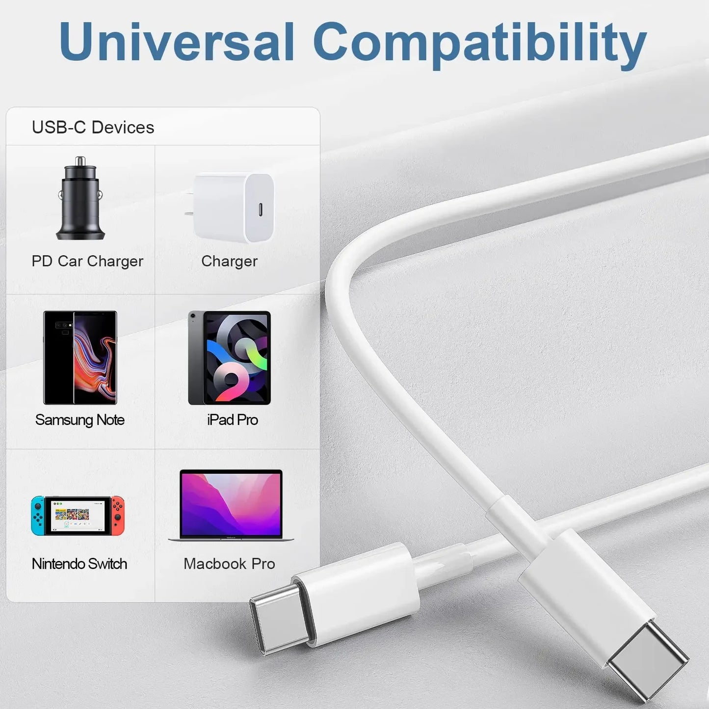 PD Fast Charging Cable Type C to Type C For Apple Iphone 15 16 Huawei Xiaomi Samsung Type C Weaving Cable Accessories Data line