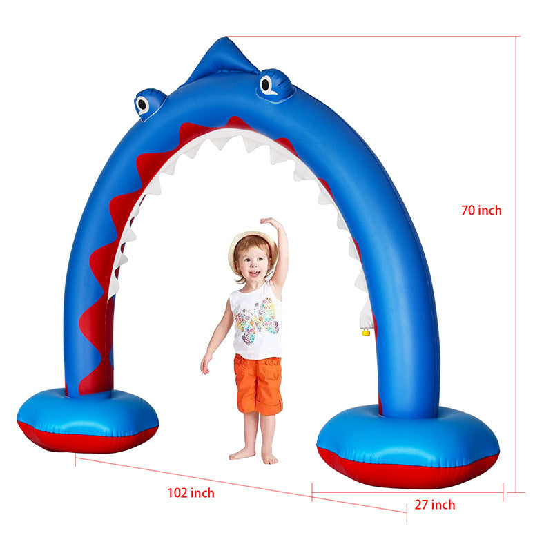 Inflatable Rainbow Water Spray Arch Children&amp;amp;#039;s Outdoor Playing Water Toys Lawn Game Mat Inflatable Shark Water Spray Arch Bridge