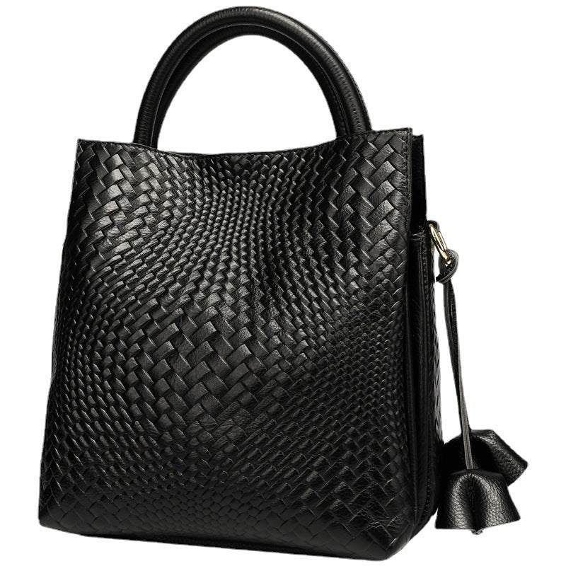 Genuine Leather Women&#039;s Bag New Arrival Large Capacity Handbag Women&#039;s Elegant Hand Carrying Shoulder Woven Pattern Women&#039;s Bag