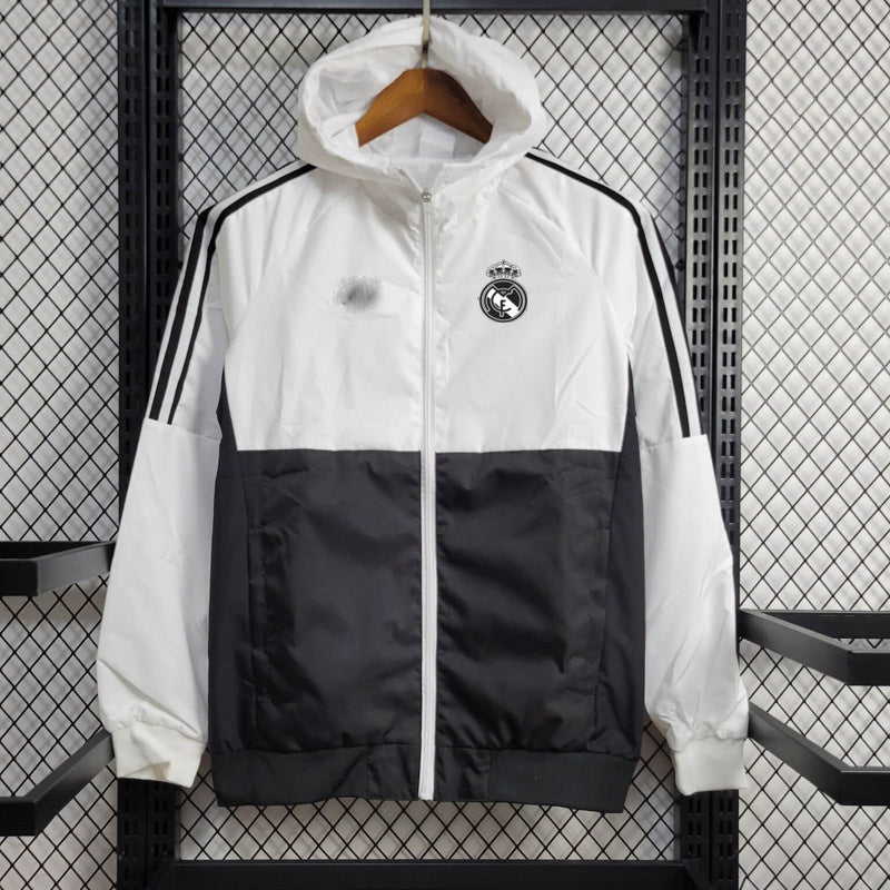 New Real Madrid Atletico Madrid Spanish Jacket Windproof Long Sleeve Zipper Jacket Embroidered Football Pre-match Sportswear Treng Coat