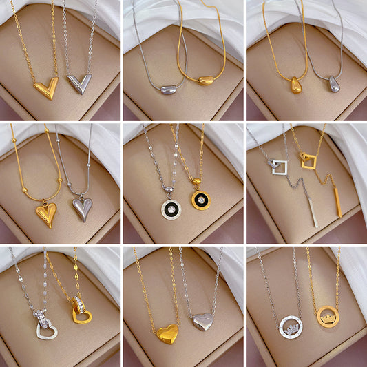 [full-body Titanium Steel] Full-body Titanium Steel Furnace Real Gold Cold Necklace Female Ins Net Red Clavicle Chain Accessories
