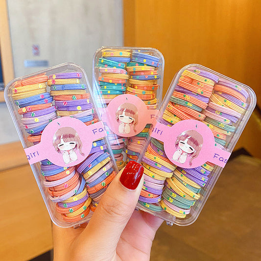 New Children's Rubber Band Hair Elastic Good Korean High Elastic Candy Color Head Rope Girl's Horse Tail Hair Rope Rubber Band