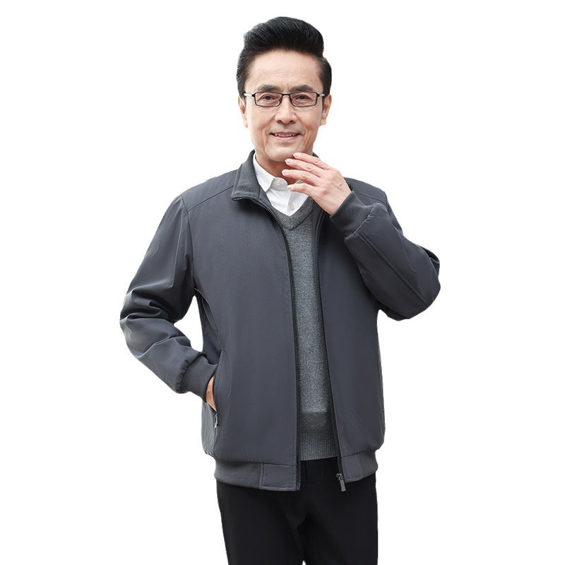 New Middle-aged And Elderly Men&#039;s Cotton And Velvet Thickened Dad&#039;s Winter Coat Grandpa Old Men&#039;s Winter Leather Jacket
