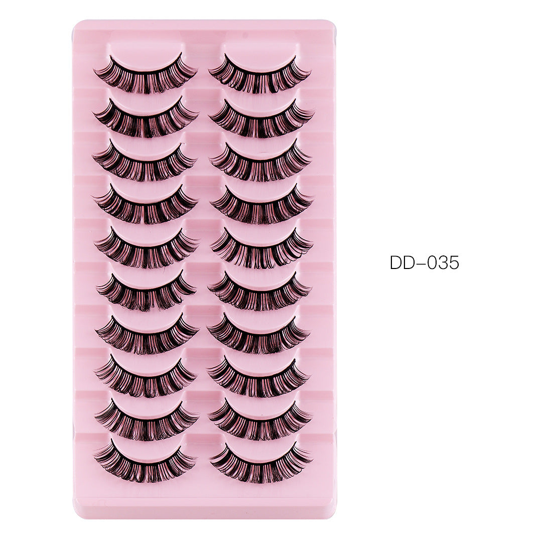 10 Pairs Of Russian Curling False Eyelashes Thick Curling Eyelashes Natural Chemical Fiber Eyelashes