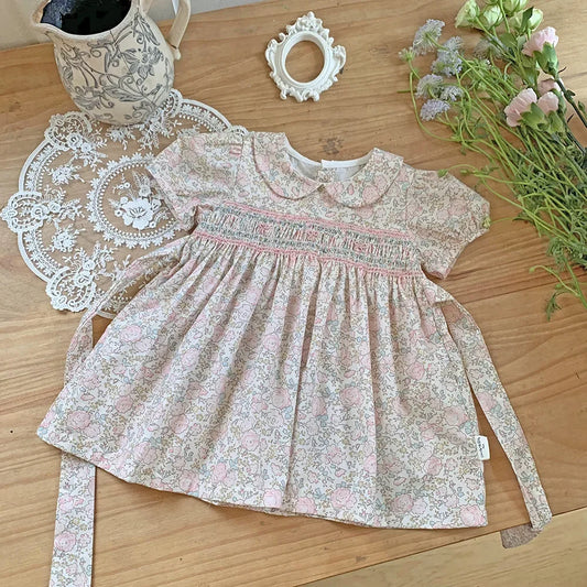 Children&#039;s Wear Girl&#039;s Handmade Embroidered Dress Baby&#039;s Girls&#039; Collar Cotton Floral Dress