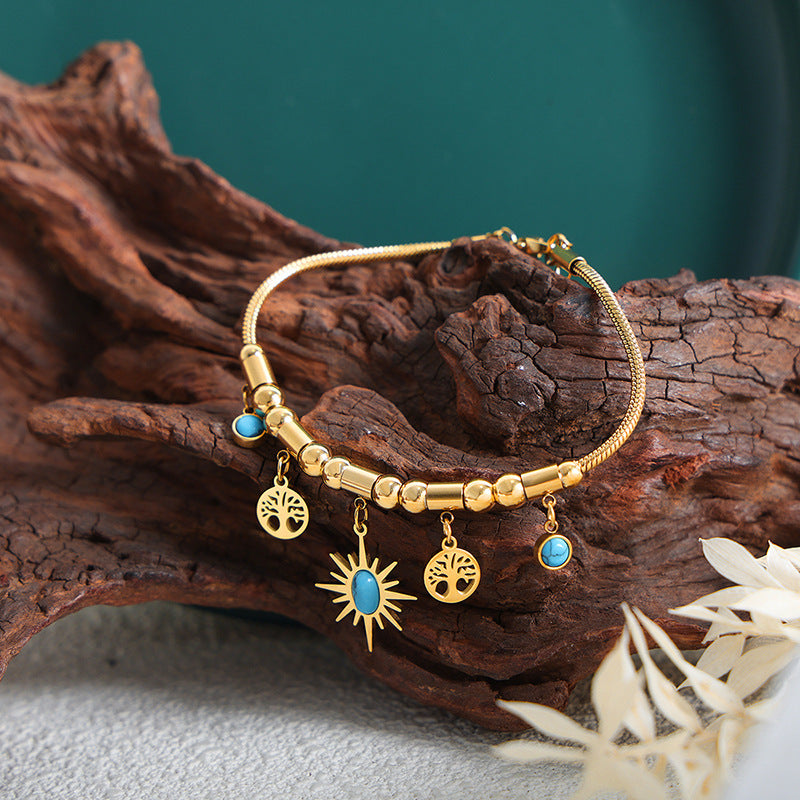Fashion Commuter All-match Temperament European And American Necklace Tassel Retro Bracelet Accessories Ethnic Style Jewelry Suit