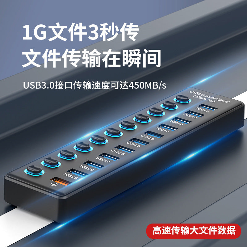 USB3.0HUB Docking Station 10 Ports 7 Ports 6 Ports 4 Ports With Switch Charging USB3.2 Hub Computer Splitter