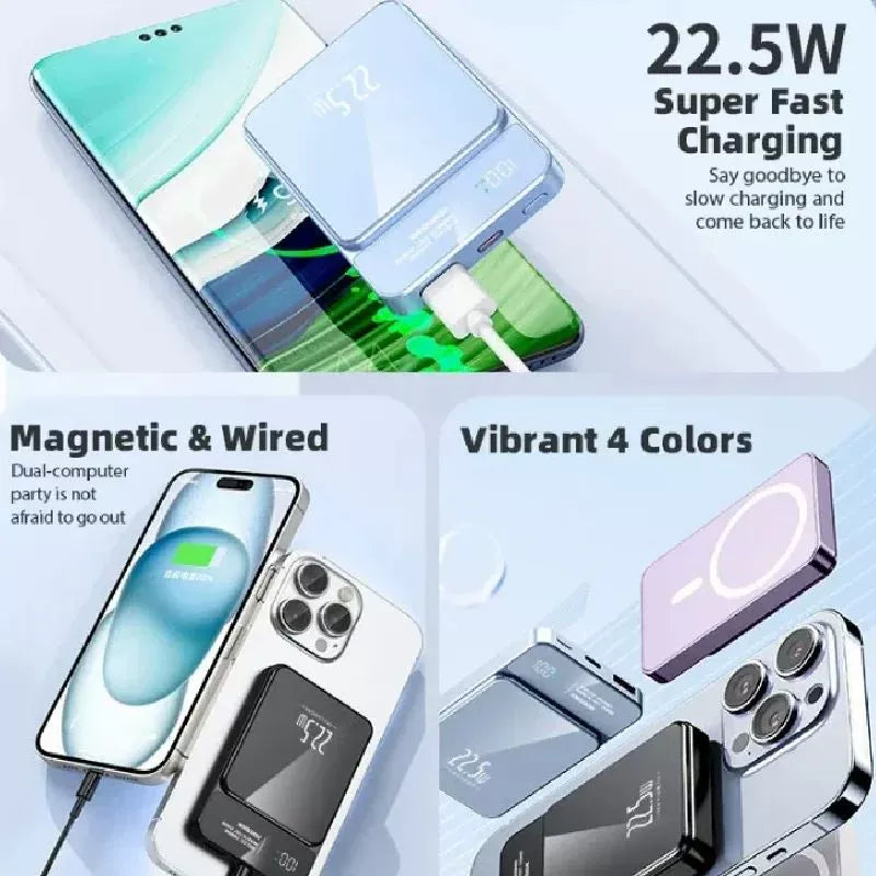 20000mAh Magnetic Qi Wireless Charger Power Bank 22.5W Mini