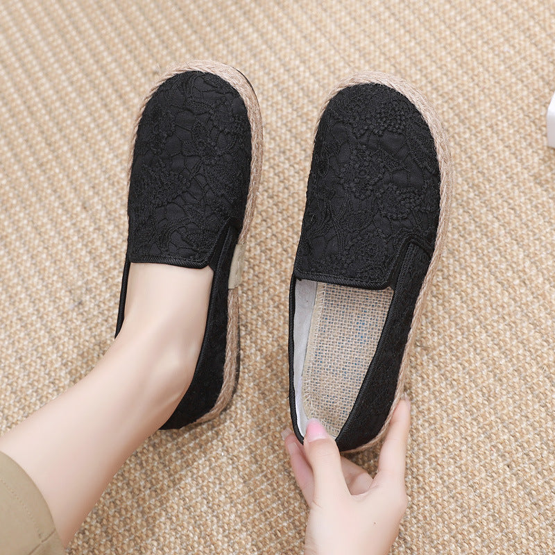 Fisherman's Shoes For Women, Mori Girl Style Cotton And Linen Shoes, Comfortable Flat Women's Single Shoes, Casual Slip-On Lazy Shoes, Old Beijing Cloth Shoes