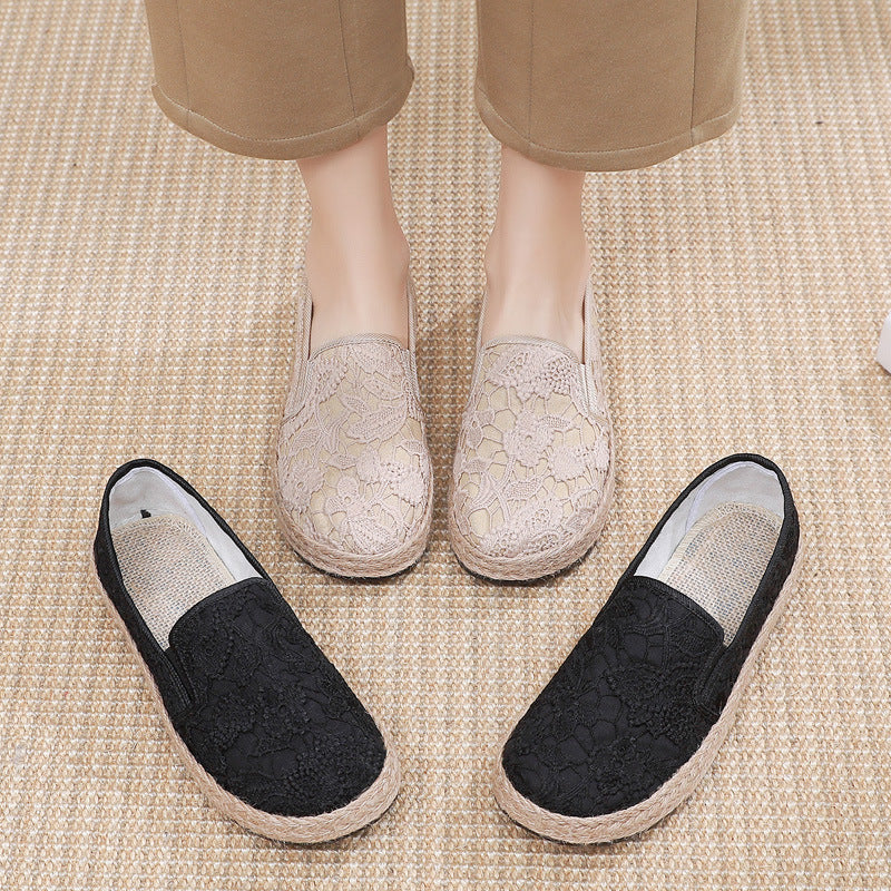 Fisherman's Shoes For Women, Mori Girl Style Cotton And Linen Shoes, Comfortable Flat Women's Single Shoes, Casual Slip-On Lazy Shoes, Old Beijing Cloth Shoes