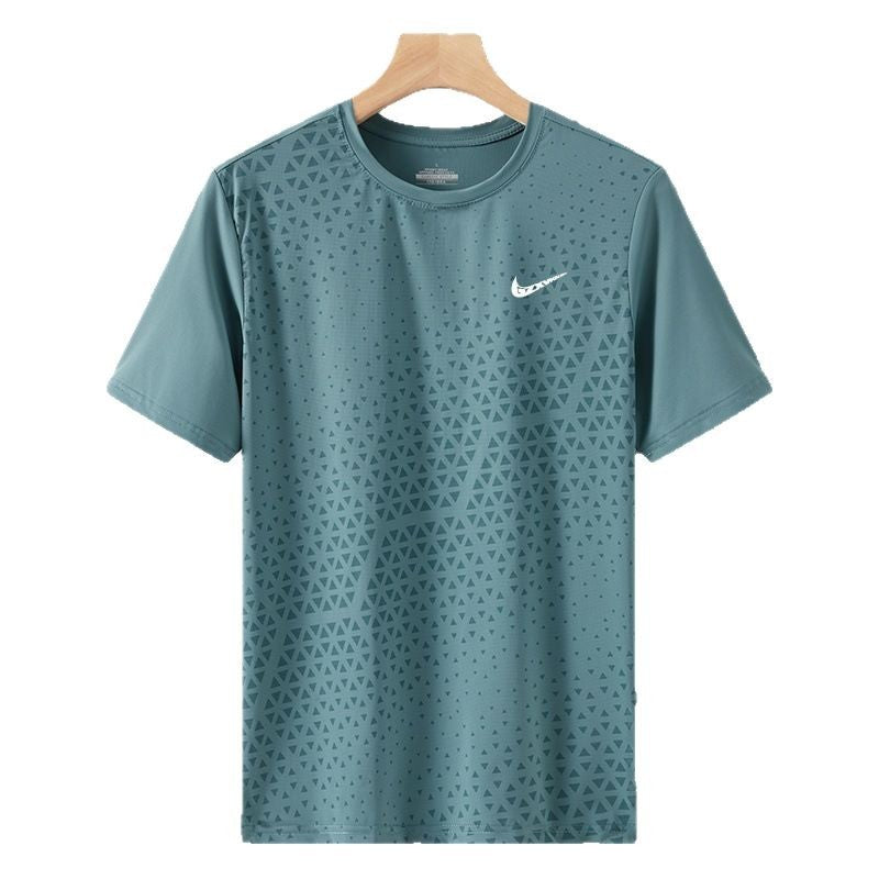 Cross-border Ice Silk Short-sleeved T-shirt Men's 2025 Summer New All-match Thin Quick-drying Cool Breathable Half-sleeved Top