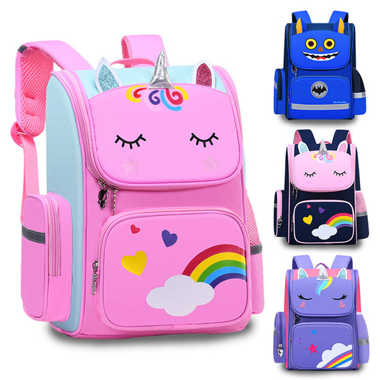 Unicorn Backpack One, Two And Three Grade Boys And Girls Backpack Large-capacity Breathable Ridge Protector Lightweight Schoolbag
