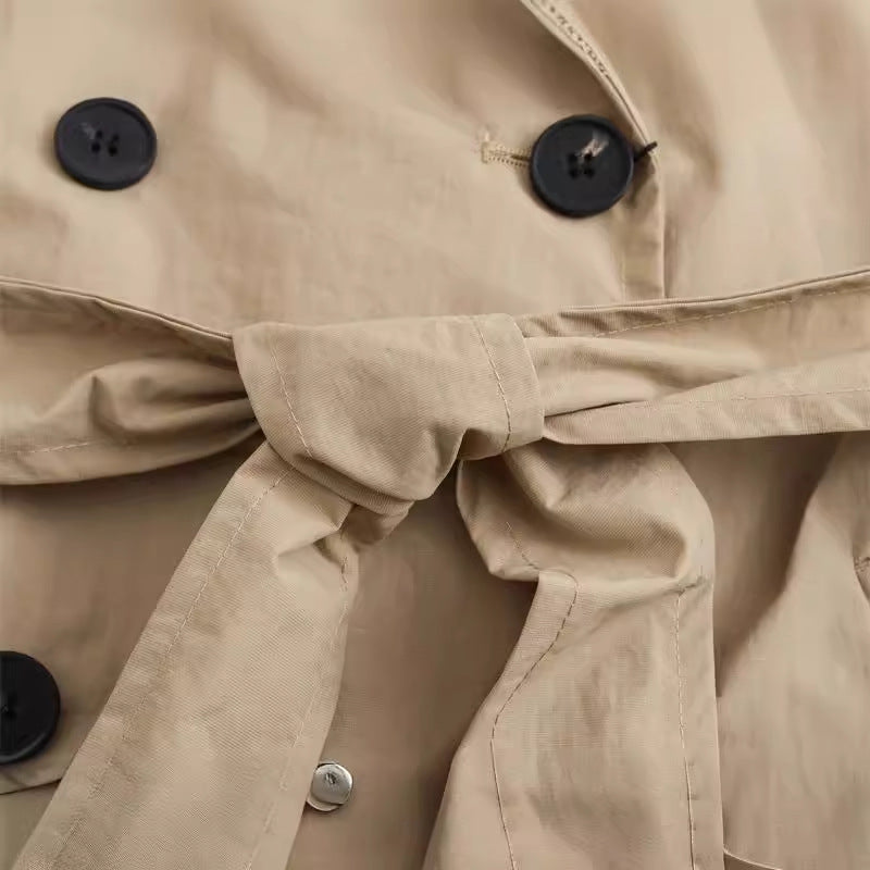 Foreign Trade 2023 Autumn New Women&#039;s Clothing Retro British Style Commuter Classic Mid-length Trench Coat 8073222