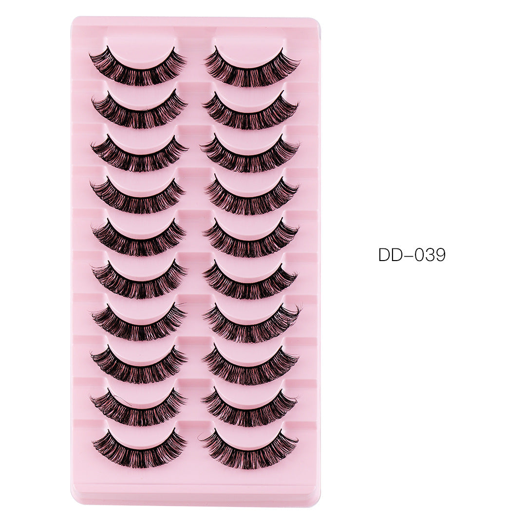 10 Pairs Of Russian Curling False Eyelashes Thick Curling Eyelashes Natural Chemical Fiber Eyelashes