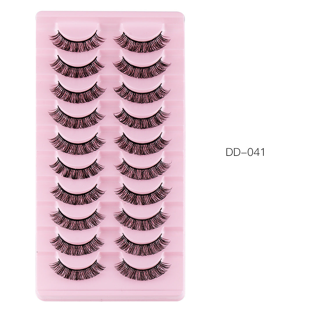 10 Pairs Of Russian Curling False Eyelashes Thick Curling Eyelashes Natural Chemical Fiber Eyelashes