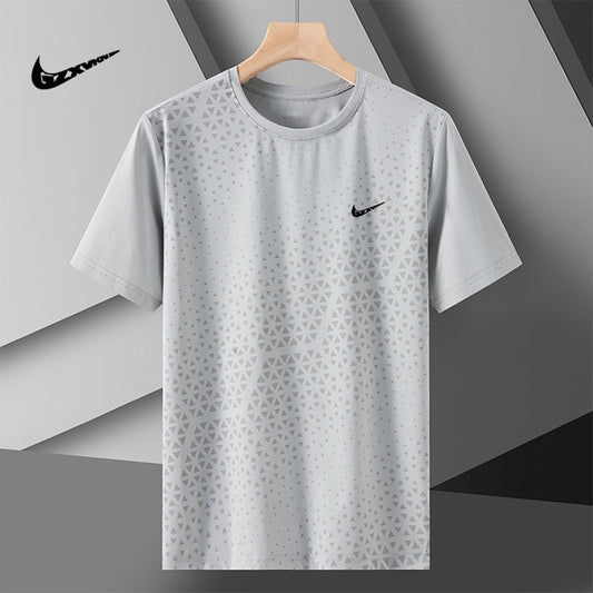 Cross-border Ice Silk Short-sleeved T-shirt Men's 2025 Summer New All-match Thin Quick-drying Cool Breathable Half-sleeved Top